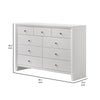 Eve 55 Inch Wide Dresser with Mirror 9 Drawers Metal Handles White Wood By Casagear Home BM307311