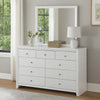 Eve 55 Inch Wide Dresser with Mirror, 9 Drawers, Metal Handles, White Wood By Casagear Home