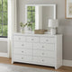 Eve 55 Inch Wide Dresser with Mirror, 9 Drawers, Metal Handles, White Wood By Casagear Home