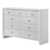 Eve 55 Inch Wide Dresser with Mirror, 9 Drawers, Metal Handles, White Wood By Casagear Home