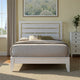 Eve Queen Size Bed, Slatted Headboard, Chamfered Legs, White Wood, Modern By Casagear Home