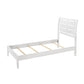 Eve Twin Size Bed, Slatted Headboard, Chamfered Legs, White Wood, Modern By Casagear Home