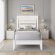 Eve Twin Size Bed, Slatted Headboard, Chamfered Legs, White Wood, Modern By Casagear Home