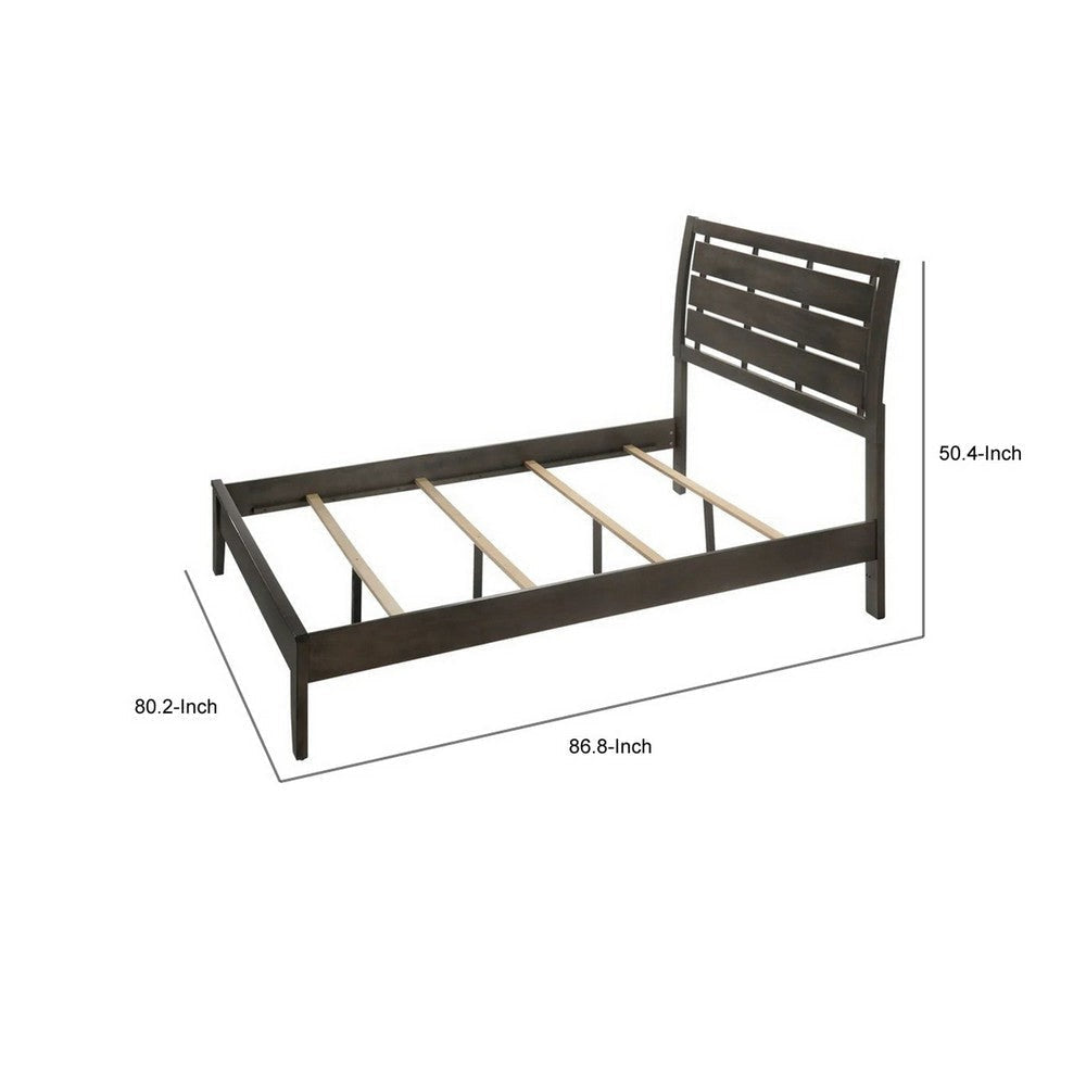 Eve King Size Bed Slatted Headboard Chamfered Legs Gray Wood Modern By Casagear Home BM307317