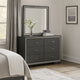Kay 58 Inch Wide Dresser with Mirror, 6 Drawers, Shimmering Trim, Gray Wood By Casagear Home