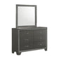 Kay 58 Inch Wide Dresser with Mirror, 6 Drawers, Shimmering Trim, Gray Wood By Casagear Home