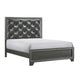 Kay King Bed Faux Diamond Tufted Gray Upholstery Silver Trim Wood By Casagear Home