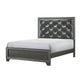 Kay King Bed Faux Diamond Tufted Gray Upholstery Silver Trim Wood By Casagear Home