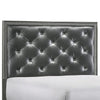 Kay King Bed Faux Diamond Tufted Gray Upholstery Silver Trim Wood By Casagear Home