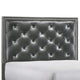 Kay King Bed Faux Diamond Tufted Gray Upholstery Silver Trim Wood By Casagear Home