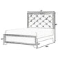 Kay King Bed Faux Diamond Tufted Gray Upholstery Silver Trim Wood By Casagear Home BM307319