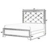 Kay Queen Bed Faux Diamond Tufted Gray Upholstery Silver Trim Wood By Casagear Home BM307320