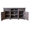 Sen 60 Inch TV Entertainment Console 2 Door Cabinets Solid Gray Wood By Casagear Home BM307366