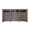 Sen 70 Inch TV Entertainment Console, 2 Door Cabinets, Solid Gray Wood By Casagear Home