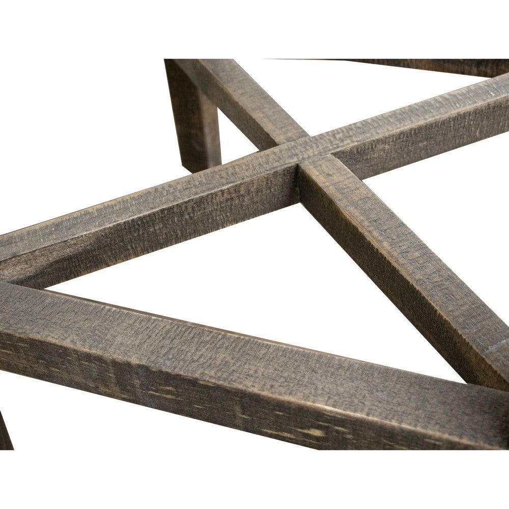 Linn 30 Inch Barstool Set of 2 Square Curved Seat Solid Gray Brown Wood By Casagear Home BM307371