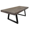 Zoro 87 Inch Dining Table, Rectangular, Black Iron Sled, Solid Gray Wood By Casagear Home