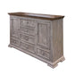 Zen 69 Inch Dresser 6 Drawers 2 Doors Dual Tone Gray Brown Pine Wood By Casagear Home BM307379