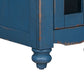 Genie 26 Inch Chairside Table, 1 Door, Turned Legs, Dark Blue Pine Wood By Casagear Home