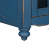 Genie 26 Inch Chairside Table, 1 Door, Turned Legs, Dark Blue Pine Wood By Casagear Home