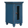 Genie 26 Inch Chairside Table, 1 Door, Turned Legs, Dark Blue Pine Wood By Casagear Home