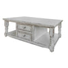 Genie 50 Inch Cocktail Coffee Table 4 Drawer Shelves White Mango Wood By Casagear Home BM307389