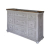 Fin 61 Inch Dresser 9 Drawers 2 Tone Brown Top and Gray Pine Wood By Casagear Home BM307397