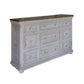 Fin 61 Inch Dresser, 9 Drawers, 2 Tone, Brown Top and Gray Pine Wood By Casagear Home