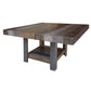 Linn 54 Inch Square Dining Table, Open Shelf, Gray, Rustic Brown Pine Wood By Casagear Home