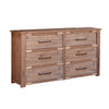 Gin 67 Inch Dresser, 6 Drawers, Large Iron Handles, Solid Brown Mango Wood By Casagear Home