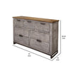 Dome 61 Inch Dresser 7 Drawers Metal Base Brown Gray Solid Mango Wood By Casagear Home BM307406