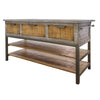 Dome 60 Inch Kitchen Island, 3 Drawer, Towel Bar, Brown Gray Mango Wood By Casagear Home