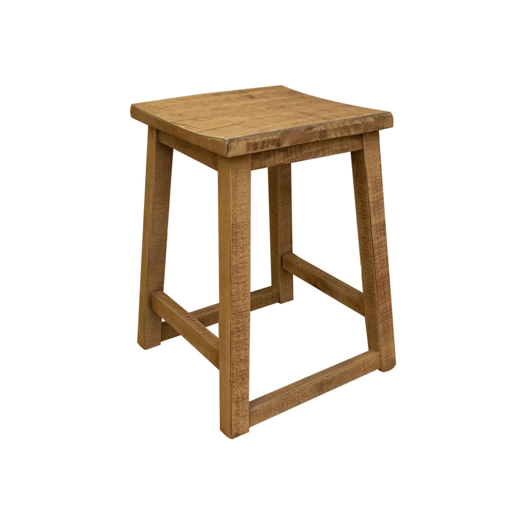 Dome 24 Inch Counter Height Stool Curved Seat Natural Brown Mango Wood By Casagear Home BM307409