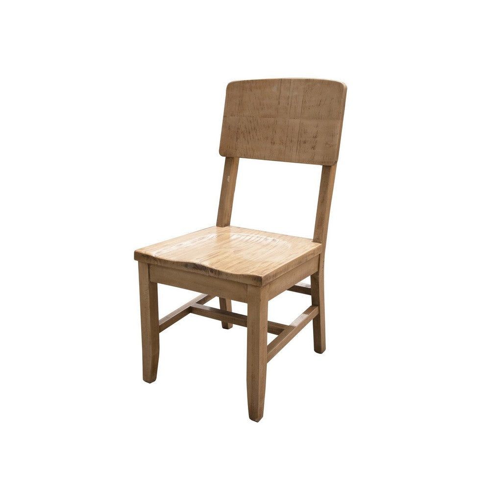 Dome 19 Inch Dining Chair Set of 2 Tapered Legs Natural Brown Mango Wood By Casagear Home BM307411