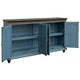 Son 71 Inch Sideboard Console Cabinet 4 Door Gold Handles Blue Pine Wood By Casagear Home