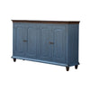 Son 71 Inch Sideboard Console Cabinet 4 Door Gold Handles Blue Pine Wood By Casagear Home