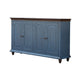 Son 71 Inch Sideboard Console Cabinet 4 Door Gold Handles Blue Pine Wood By Casagear Home