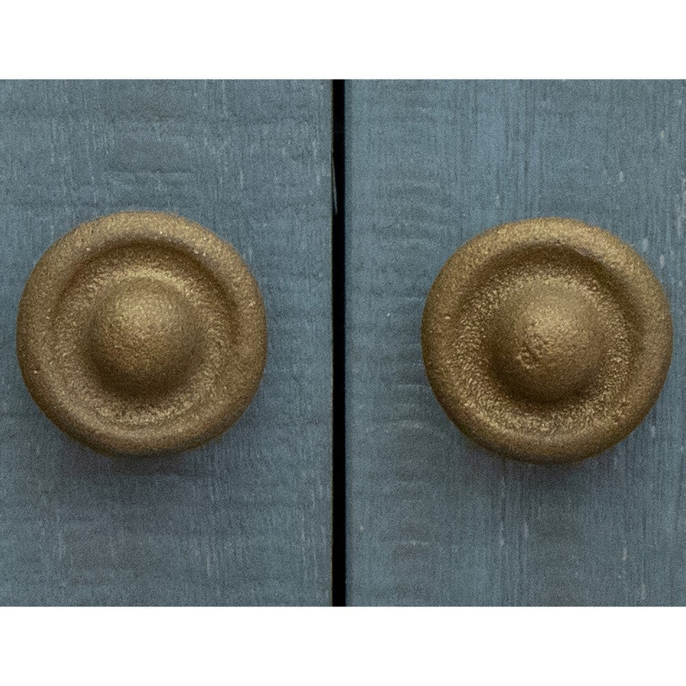 Son 71 Inch Sideboard Console Cabinet 4 Door Gold Handles Blue Pine Wood By Casagear Home