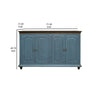 Son 71 Inch Sideboard Console Cabinet 4 Door Gold Handles Blue Pine Wood By Casagear Home BM307430