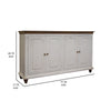 Son 71 Inch Sideboard Console Cabinet 4 Door Gold Handles White Pine Wood By Casagear Home BM307432