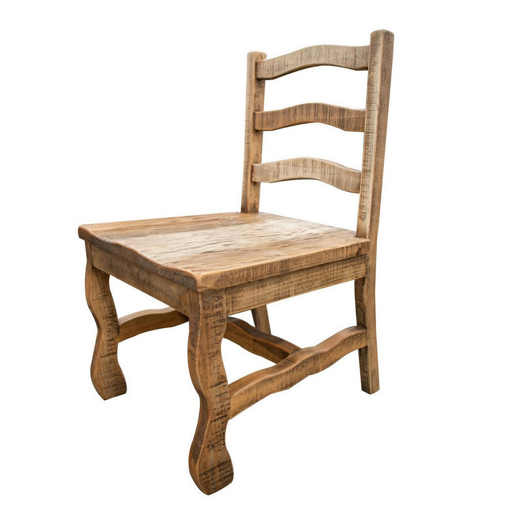 Chris 20 Inch Dining Chair Set of 2 Curved Pine Wood Arched Backrest By Casagear Home BM307449