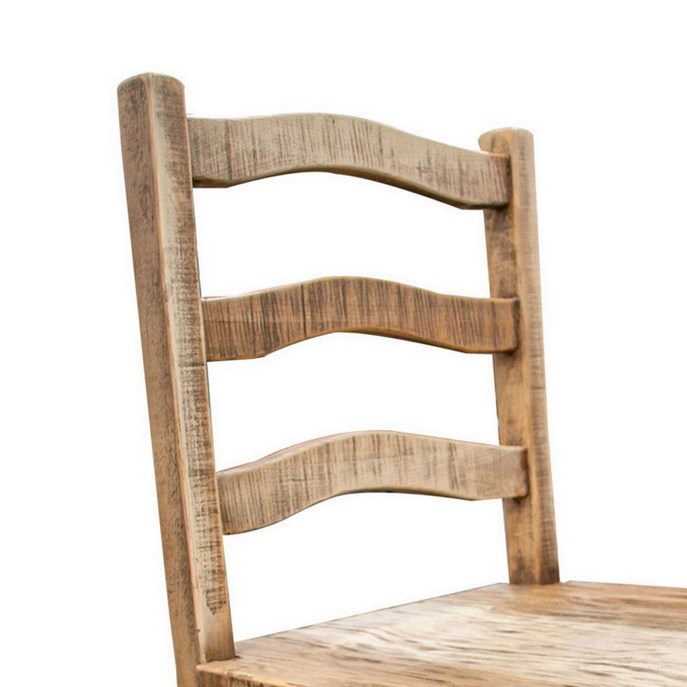 Chris 20 Inch Dining Chair, Set of 2, Curved Pine Wood, Arched Backrest By Casagear Home
