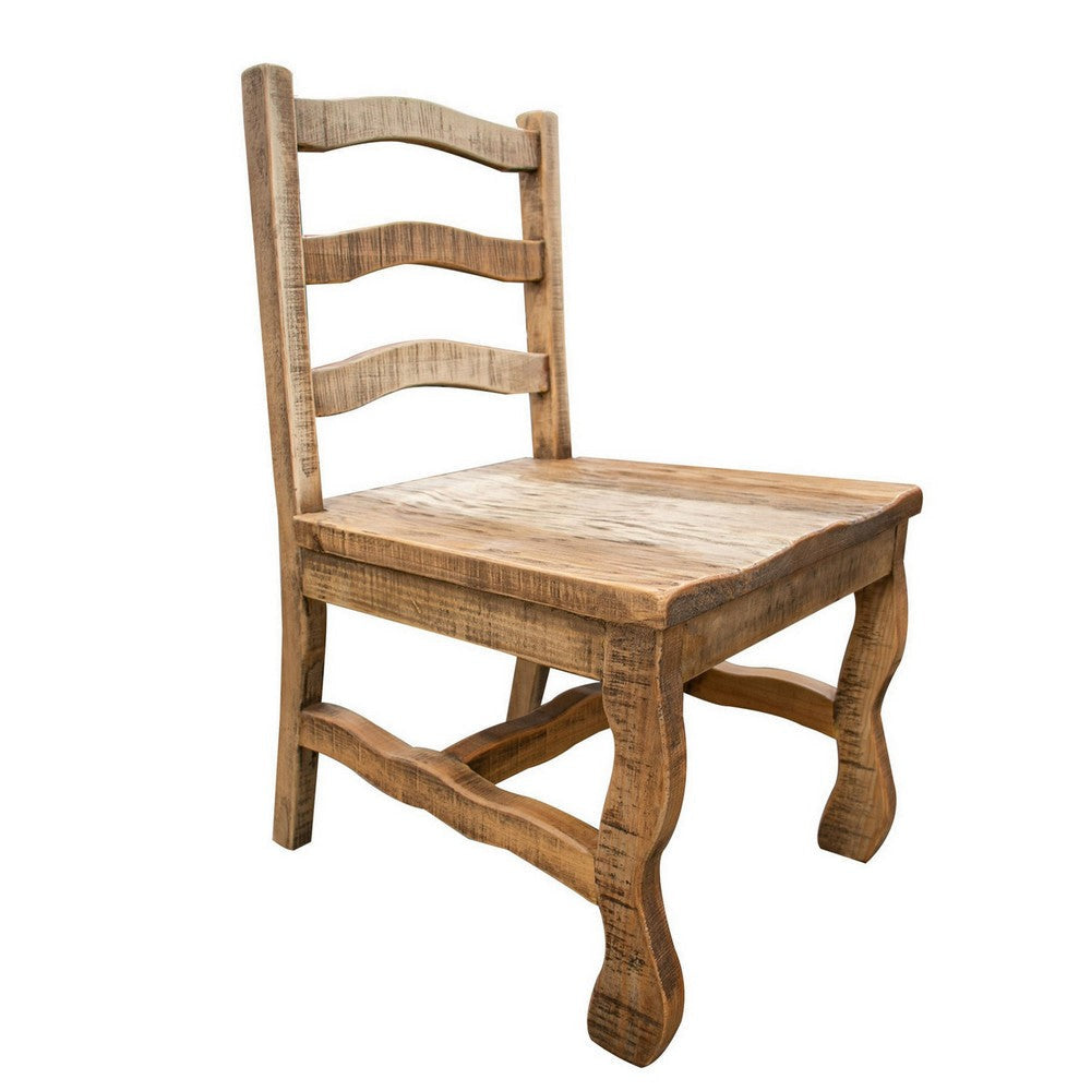 Chris 20 Inch Dining Chair Set of 2 Curved Pine Wood Arched Backrest By Casagear Home BM307449