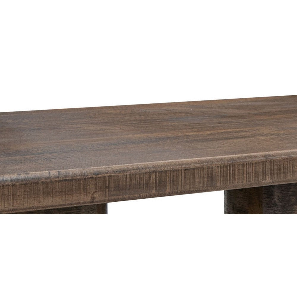Ino 50 Inch Coffee Table Mango Wood Rustic Brown Round Pedestal Stand By Casagear Home BM307452
