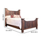 Bry Queen Size Bed Pine and Mango Wood Panel Headboard Rustic Brown By Casagear Home