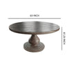 63 Inch Dining Table Pine Wood Round Top Grain Details Pedestal Base By Casagear Home BM307466