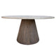 Kohl 59 Inch Dining Table, Round Top, Cone Pedestal Base, White, Brown By Casagear Home
