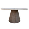 Kohl 59 Inch Dining Table Round Top Cone Pedestal Base White Brown By Casagear Home BM307470