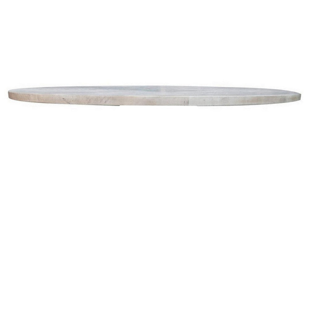 Kohl 59 Inch Dining Table Round Top Cone Pedestal Base White Brown By Casagear Home BM307470