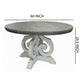 Suga 60 Inch Dining Table Round Top Scrollwork Base Gray White Finish By Casagear Home BM307478