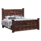 Exo King Size Bed, Square Block Style Headboard and Footboard, Brown Wood By Casagear Home